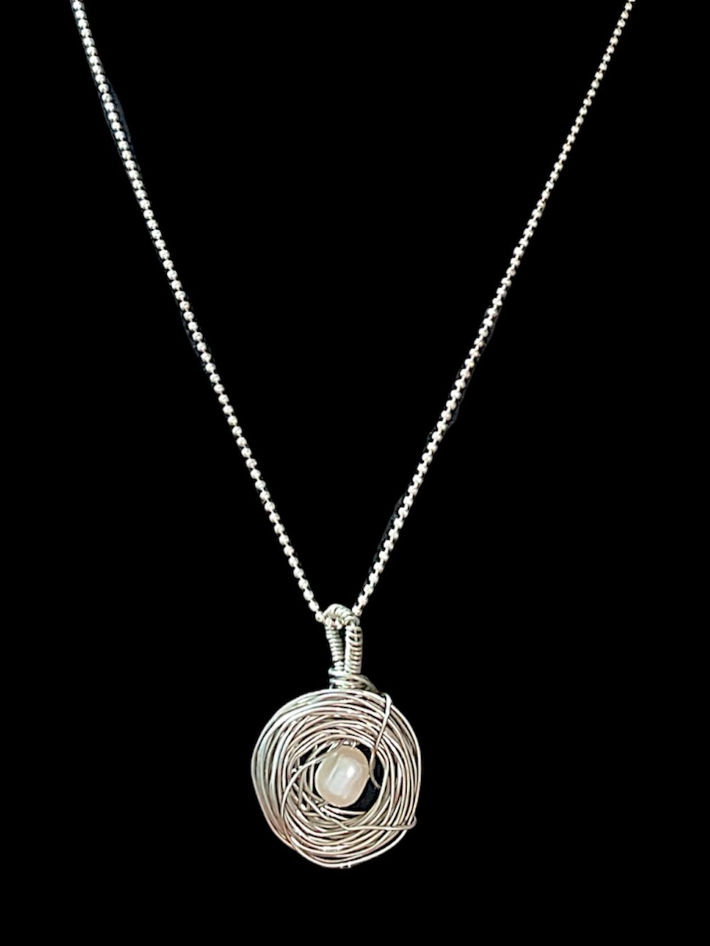 Freshwater Pearl Bird Nest Silver Tone Necklace
